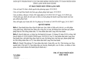 Quyết định 15/2018/QĐ-UBND chủ trì rà soát hệ thống văn bản Hội đồng nhân dân Ủy ban Lạng Sơn