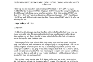 Kế hoạch 01/KH-BCĐ 2018 thực hiện Chương trình phòng chống mua bán người