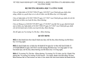 Quyết định 08/QĐ-BKHCN 2018 Quy chế thi đua khen thưởng của Bộ Khoa học và Công nghệ