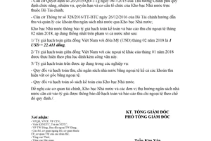 Thông báo 444/TB-KBNN 2018 tỷ giá hạch toán ngoại tệ tháng 02