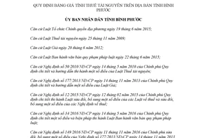 Quyết định 62/2017/QĐ-UBND quy định Bảng giá tính thuế tài nguyên Bình Phước