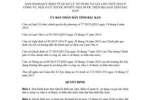 Quyết định 58/2017/QĐ-UBND Quy định quản lý sử dụng và giá cho thuê nhà ở công vụ Bắc Kạn