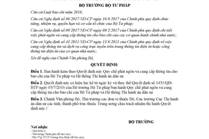 Quyết định 27/QĐ-BTP 2018 Quy chế phát ngôn và cung cấp thông tin cho báo chí của Bộ Tư pháp