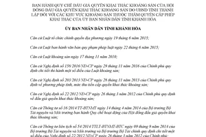 Quyết định 01/2018/QĐ-UBND Quy chế đấu giá quyền khai thác khoáng sản Khánh Hòa