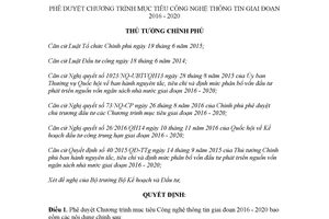 Quyết định 153/QĐ-TTg 2018 phê duyệt Chương trình mục tiêu Công nghệ thông tin 2016 2020