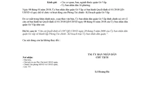 Công văn 264/UBND 2018 đính chính 01/2018/QĐ-UBND Phòng Tài chính Gò Vấp Hồ Chí Minh