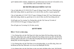 Quyết định 39/QĐ-BGTVT 2018 chức năng cơ cấu tổ chức Cục Đường thủy nội địa Việt Nam