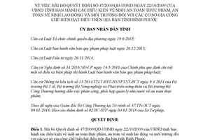 Quyết định 08/2018/QĐ-UBND bãi bỏ 47/2009/QĐ-UBND an toàn thực phẩm lao động Bình Phước