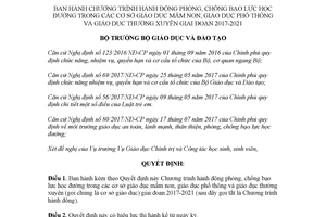 Quyết định 5886/QĐ-BGDĐT 2017 phòng chống bạo lực học đường cơ sở giáo dục mầm non