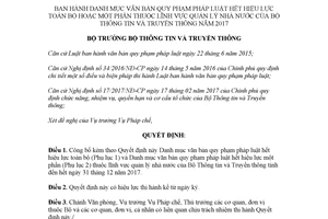 Quyết định 126/QĐ-BTTTT 2018 Danh mục văn bản hết hiệu lực Bộ Thông tin Truyền thông