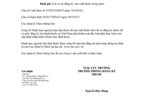 Công văn 2027/QLD-ĐK 2018 danh mục nguyên liệu làm thuốc phải thực hiện cấp phép nhập khẩu