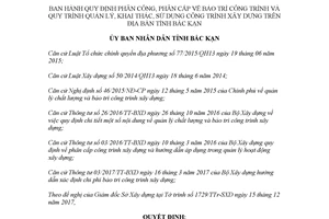 Quyết định 52/2017/QĐ-UBND Quy định phân công phân cấp bảo trì công trình xây dựng Bắc Kạn