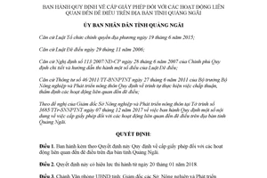 Quyết định 02/2018/QĐ-UBND Quy định cấp giấy phép hoạt động liên quan đến đê điều Quảng Ngãi