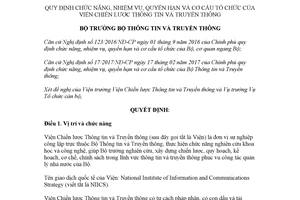 Quyết định 2488/QĐ-BTTTT 2017 cơ cấu tổ chức Viện Chiến lược Thông tin và Truyền thông