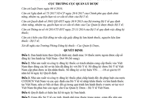 Quyết định 46/QĐ-QLD 2018 danh mục 14 thuốc nước ngoài được cấp số đăng ký lưu hành Việt Nam