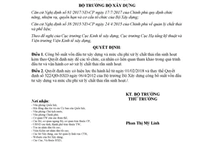 Quyết định 1354/QĐ-BXD 2017 suất vốn đầu tư xây dựng mức chi phí xử lý chất thải rắn sinh hoạt