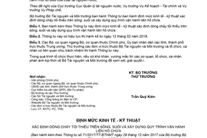 Thông tư 71/2017/TT-BTNMT định mức kinh tế kỹ thuật xác định dòng chảy tối thiểu trên sông suối