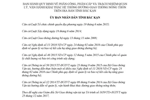 Quyết định 60/2017/QĐ-UBND phân cấp quản lý hệ thống đường giao thông nông thôn Bắc Kạn