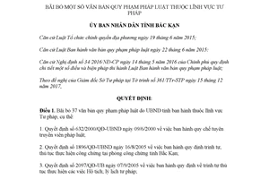 Quyết định 51/2017/QĐ-UBND bãi bỏ văn bản quy phạm pháp luật thuộc lĩnh vực Tư pháp Bắc Kạn