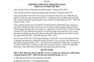 Nghị quyết 118/2018/NQ-HĐND mức thu học phí cơ sở giáo dục mầm non và phổ thông Kiên Giang