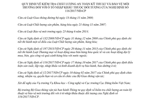 Circular 03/2018/TT-BGTVT technical and environmental safety inspection of imported motor vehicles