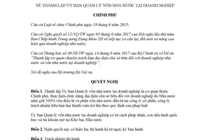 Nghị quyết 09/NQ-CP 2018 thành lập Ủy ban Quản lý vốn nhà nước tại doanh nghiệp