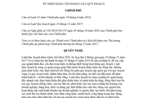 Nghị quyết 11/NQ-CP 2018 triển khai thi hành Luật Quy hoạch