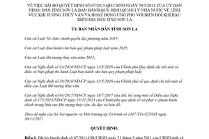 Quyết định 01/2018/QĐ-UBND bãi bỏ 07/2011/QĐ-UBND quản lý khí tượng thủy văn Sơn La