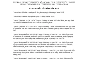 Quyết định 64/2017/QĐ-UBND phân cấp quản lý nhà nước an toàn thực phẩm ngành Y tế Bắc Kạn