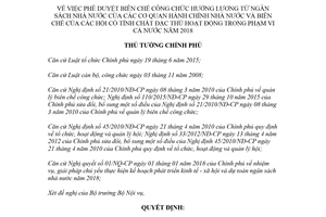 Quyết định 172/QĐ-TTg 2018 phê duyệt biên chế công chức hưởng lương từ ngân sách nhà nước