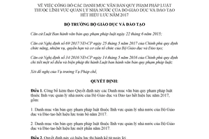 Quyết định 322/QĐ-BGDĐT 2018 Danh mục văn bản Bộ Giáo dục và Đào tạo hết hiệu lực 2017