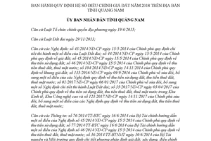 Quyết định 01/2018/QĐ-UBND quy định hệ số điều chỉnh giá đất Quảng Nam