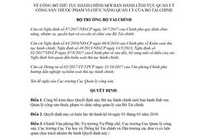 Quyết định 103/QĐ-BTC 2018 công bố thủ tục hành chính Quản lý công sản Bộ Tài chính