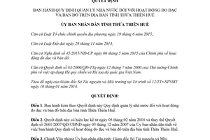 Quyết định 08/2018/QĐ-UBND Quy định quản lý nhà nước đối với hoạt động đo đạc và bản đồ Huế