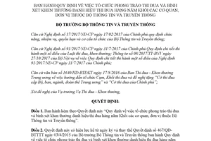 Quyết định 180/QĐ-BTTTT 2018 Quy định việc tổ chức phong trào thi đua Khối cơ quan Bộ thông tin