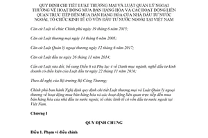 Decree 09/2018/ND-CP guidelines for the Law on Commerce and the Law on Foreign Trade Management