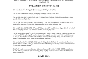 Quyết định 02/2018/QĐ-UBND Quy chế tổ chức Phòng Giáo dục đào tạo huyện Củ Chi Hồ Chí Minh