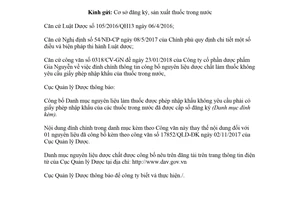 Công văn 2384/QLD-ĐK 2018 đính chính danh mục nguyên liệu dược chất làm thuốc nhập khẩu