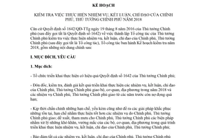 Kế hoạch 38/KH-TCTTTg 2018 kiểm tra việc thực hiện nhiệm vụ kết luận chỉ đạo của Chính phủ