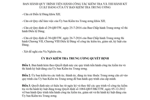 Quyết định 684-QĐ/UBKTTW 2018 Quy trình tiến hành công tác kiểm tra và thi hành kỷ luật đảng