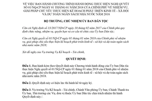 Quyết định 03a/QĐ-UBDT 2018 giải pháp chủ yếu thực hiện kế hoạch phát triển kinh tế xã hội