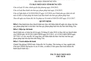 Quyết định 02/2018/QĐ-UBND Quy chế thẩm định đề nghị xây dựng văn bản pháp luật Hưng Yên