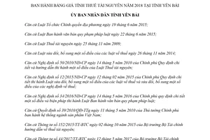 Quyết định 03/2018/QĐ-UBND bảng giá tính thuế tài nguyên Yên Bái