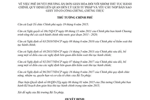 Quyết định 199/QĐ-TTg 2018 đơn giản hóa thủ tục hành chính lý lịch tư pháp