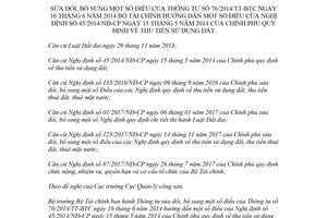 Thông tư 10/2018/TT-BTC sửa đổi 76/2014/TT-BTC hướng dẫn 45/2014/NĐ-CP