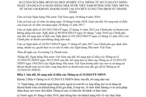 Thông tư 02/2018/TT-NHNN sửa đổi Thông tư 32/2016/TT-NHNN mở sử dụng tài khoản thanh toán