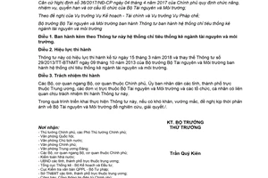 Thông tư 73/2017/TT-BTNMT hệ thống chỉ tiêu thống kê ngành tài nguyên và môi trường