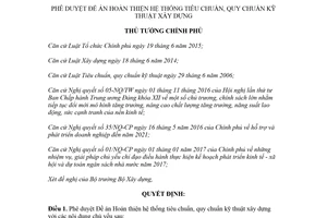 Quyết định 198/QĐ-TTg 2018 Đề án Hoàn thiện hệ thống tiêu chuẩn quy chuẩn kỹ thuật xây dựng