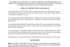 Quyết định 297/QĐ-TCHQ 2018 cơ cấu tổ chức Chi cục Hải quan Chi cục Kiểm tra sau thông quan