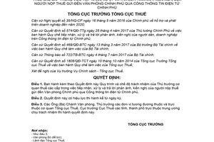 Quyết định 126/QĐ-TCT 2018 chế độ trách nhiệm của Thủ trưởng cơ quan thuế các cấp